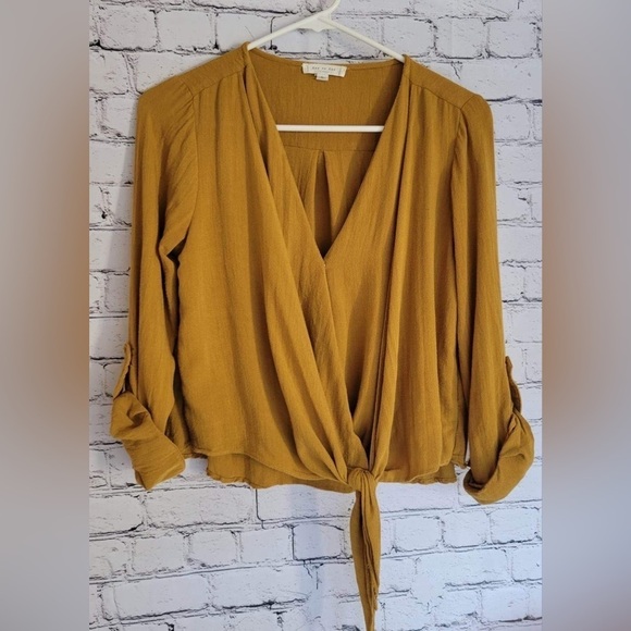 Day to Day Tops - Mustard Colored Double Wrap Top S